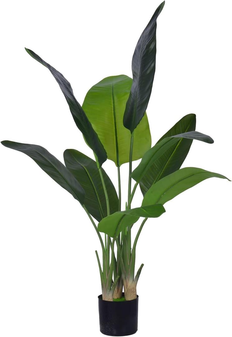 Artificial Bird of Paradise Plant Fake Tropical Palm Tree for Indoor Outdoor, Perfect Faux Plants for Home Garden Office Store Decoration (Bird of Paradise 120cm)