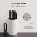 OOU Universal Knife Block Holder - Round Kitchen Knife Storage Unique Slot Design to Protect Blades, Space Saver Knife Organizer Detachable for Easy Cleaning, White
