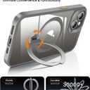 360 Rotatable Magnetic Stand for iPhone 13/14 Case Compatible with Mag-Safe 16FT Military Drop Protection, Anti-Scratch/Fingerprint iPhone 13/14 Phone Case(Clear-Grey)