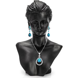 SOUJOY Jewelry Display Stand, Bust Mannequin Earring Stand, Black Resin Pendant Head, Boutique Display Holder Organizer for Show Jewelry, Necklace, Earrings