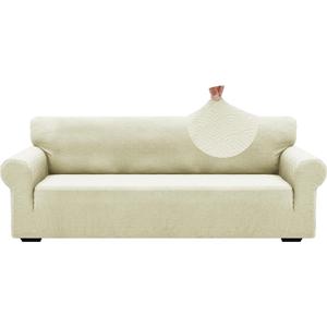 ZNSAYOTX 1 Piece Jacquard Couch Covers for 3 Cushion Couch High Stretch Sofa Cover for Pets Dogs Anti Slip Extra Large Sofa Slipcovers Furniture Protector (X-Large,New Pattern Light Beige)