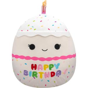Squishmallows Original 14-Inch Lyla Vanilla Birthday Cake with Rainbow Sprinkles Embroidery - Official Jazwares Large Plush