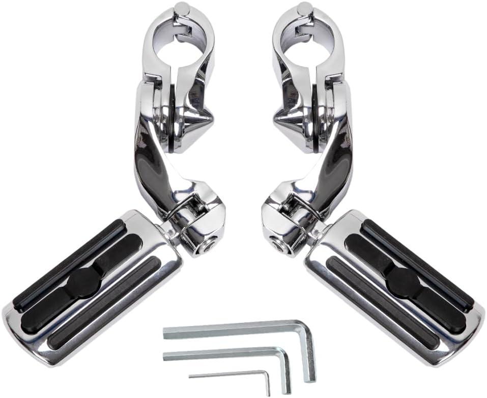HY-SPEED Motorcycle Highway Pegs Crash Bar with 1.25" Engine Guard Adjustable Foot Peg Compatible with Touring Street Glide Electra Glide Road King Softail Chrome