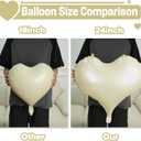 Cream White Heart Balloons,6Pcs 24 Inch Large White Heart Foil Balloons for Valentine's Day Birthday Wedding Engagement Bridal Showers Anniversary Party Decorations