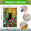 Spring Summer House Flag 28x40 Inch Double Sided Outside Black Cat Colorful Floral Flowers Seasonal Holiday Yard Porch Outdoor Decoration