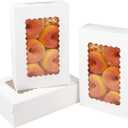 qiqee 9x6x2.5 Inch White Cookie Box with Window 15Pcs Pastry Macaron Bakery Box For Packaging