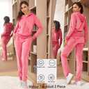 LeeHanTon Womens 2 Piece Outfits Velour Tracksuits Long Sleeve Sports Sweatsuits Jogging Velvet Lounge Set (Pink, XXL)