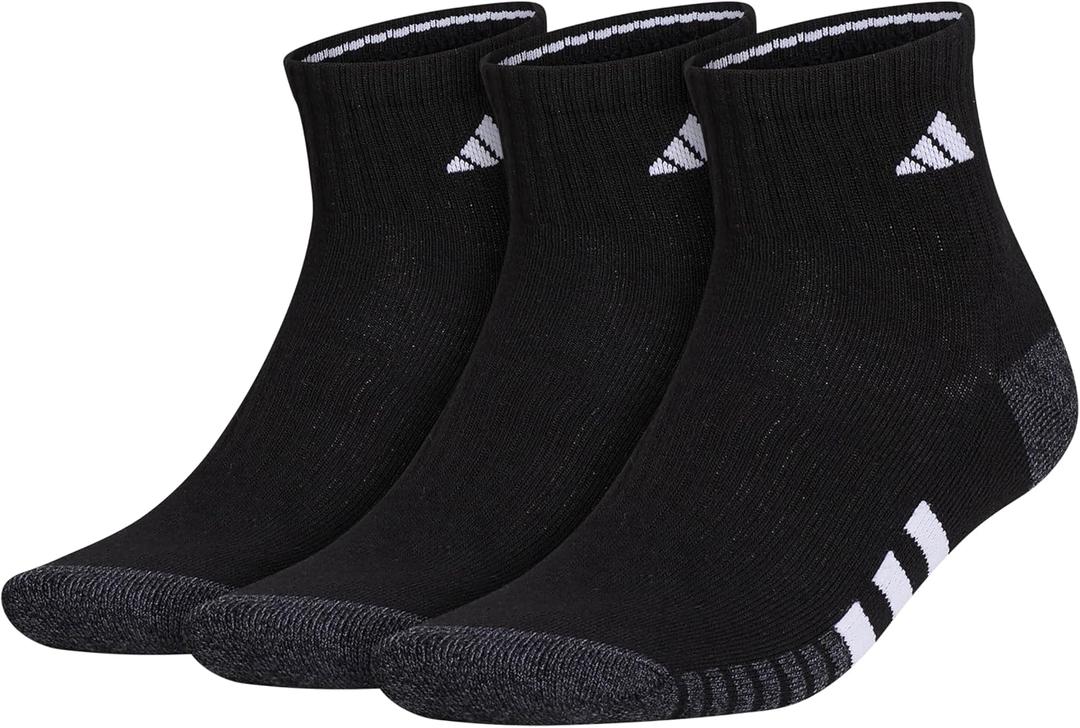 adidas mens Cushioned Quarter Ankle Socks (3-pair Pack) (X-Large, Black/Onix Grey/White)