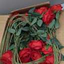 50 PCS Red Roses Artificial Flowers, Real Looking Fake Roses with Long Stems Silk Flowers for DIY Wedding Bouquet Party Celebration Home Bridal Shower Decoration Valentine's Day Gift for Her Wife