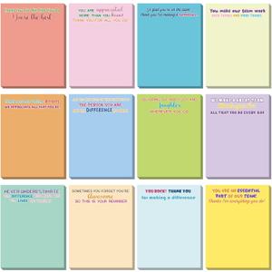 Thenshop 24 Pcs Employee Appreciation Sticky Notes 3 x 4'' Inspirational Sticky Notes Thank You Gifts Funny Self Adhesive Notepads for Coworkers Nurse Teacher Office Supplies(Colorful)