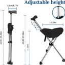 Cane with Seat Foldable Lightweight, Walking Cane with seat, Adjustable Walking Stick for Seniors & Elderly, with Padded Seat and Non-Slip Base for Outdoor Walking, Hiking, and Travel Assistance