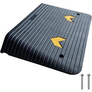 Rubber Threshold Ramp for Doorways Heavy Duty 10cm 4" Rise Wheelchair Ramp, 1 Pack Recycled Rubber Power Curb Ramp for Door Threshold Wheelchair Scooter Ramp Curb Ramp (RTR100)