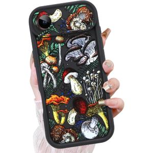KANGHAR Black Case for iPhone Air Case, Cute Mushroom Art Design Soft TPU Shockproof Protective for Women Girl Summer Phone Cover