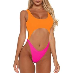 Sovoyontee Women's Sexy One Piece Swimsuits Cheeky Thong Bikini Bathing Suit, Large
