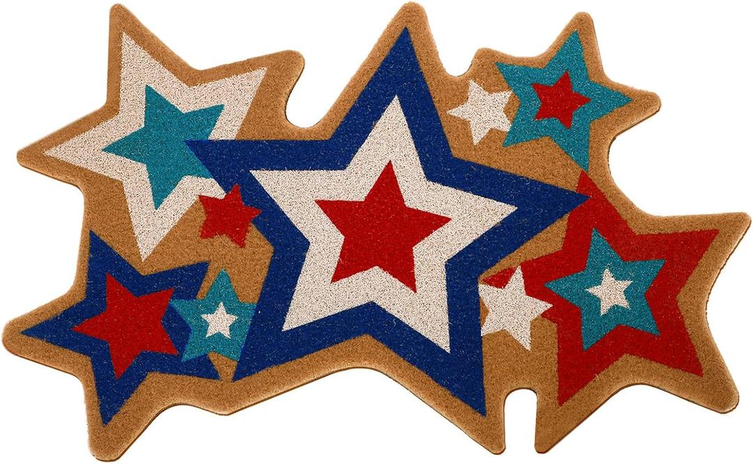 Dunzy 4th of July Coir Doormat Patriotic Star Doormats Outdoor American Coir Cookie Door Mats 250th Anniversary Non Slip Mats for Indoor Outdoor Bedroom Living Room Bathroom Holiday Decor 30 x 18 Inch, Independence Day