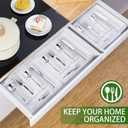 Utensil Holder for Countertop with Lid, Plastic Silverware Tray for Drawer, 5 Compartments Flatware Organizer, Transparent