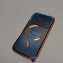 Metal Magnetic Case for iPhone 17 Pro[Compatible with MagSafe] Slim Aluminum Bumper Anti-Scratch Lining, Original Metal Texture Military Shockproof Cover (Transparent Orange, for iPhone17 Pro)