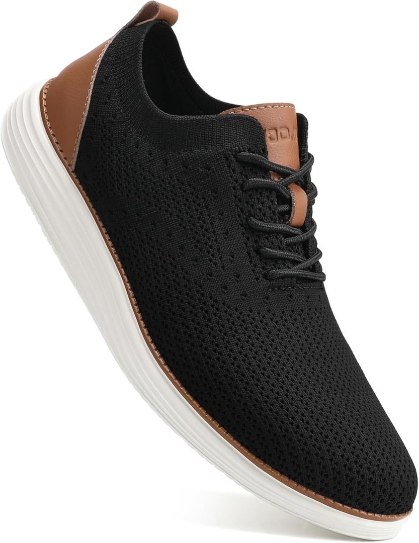 VILOCY Men's Casual Dress Sneakers Oxfords Business Mesh Breathable Walking Shoes Tennis Comfortable (13 Wide, Black)