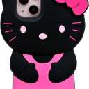 Cartoon Case for iPhone 14 Pro 6.1"2022, Fashion Cute 3D Kawaii Soft Silicone Protective Gel Shockproof Gel Back Cover for Kids Women Girls Boys (Black)