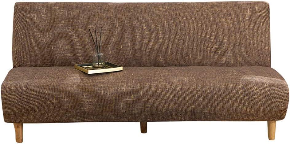 MIFXIN Armless Sofa Cover Futon Slipcover Stretch Elastic Folding Sofa Bed Non-Armrest Couch Furniture Protector Spandex Printed Washable Sofa Cover Without Armrests (Linen Coffee)