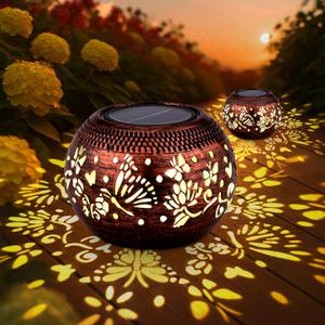 Butterfly Solar Lantern Outdoor Patio Decor, 2 Pack Retro Metal Waterproof Garden Decor Solar Table Light, Birthday Gifts for Women Mom Grandma ,Yard Porch Garden Balcony Decorations