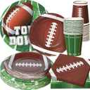 Football Party Supplies Set - 96PCS Plates and Napkins for Superbowl Theme Decorations - Disposable Game Day Birthday Serve 24
