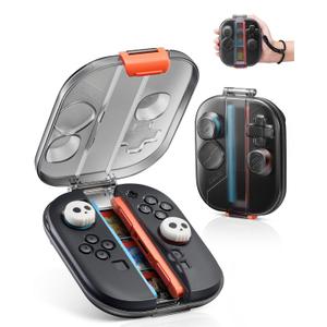 JEMDO Joycon Storage Case for Nintendo Switch 2, Slim Hard Shell Carrying Case with 3 Game Card Slots & Wrist Strap, Shockproof Scratch Resistant Protective Box, Lightweight Portable for Travel (Black)