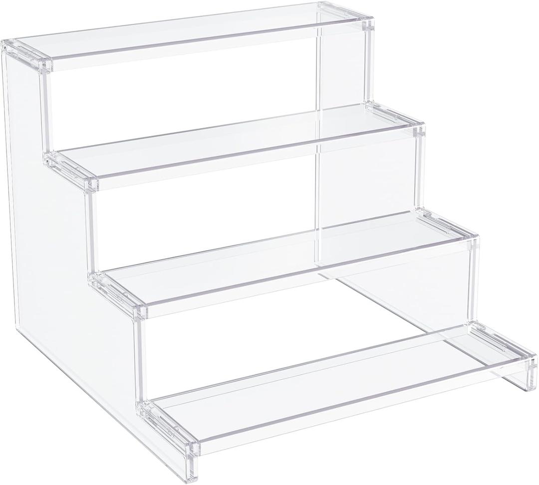 Lifewit 4 Tier Clear Display Stand Risers, 12 Inch Display Shelf for Cupcake, Perfumes, Desserts, Figurines, Tool-free Assembly, Organizer and Decor for Bedroom, Bathroom, Party, 1 Pack