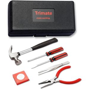 Hand Tool Set, Includes Hammer, Screwdriver Set, Pliers (Tool Kit for the Home, Office, or Car) (Red)