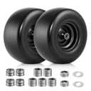 2 PCS 13×6.50-6 Flat Free Lawn Mower Tires and Wheel, Solid Smooth Tread Tire, 13x6.50-6 Zero Turn Mower Front Tires for Commercial Garden Lawn, with 3/4" & 5/8" Bearings, 4"- 8.2" Centered Hub