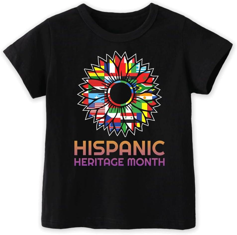 Hispanic Heritage Month Shirt Kids National Hispanic Heritage Month T-Shirt for Toddler Boys & Girls, 2T-8T (Flower)