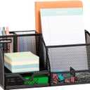 Mind Reader 7-Compartment Desktop Organizer, File & Accessory Storage, Metal Mesh Office Organizer for Desk, Workspace, Mail, Black