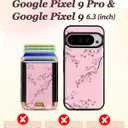Shorogyt for Google Pixel 9/9Pro Cute Kawaii Leather Phone Case - Compatible with Magsafe Wallet Magnetic Credit Card Holder Peach Blossom Design Phone Cover for Women Girls, Fits 7 Cards