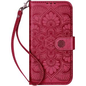 Wallet Case for Galaxy S24, [RFID Blocking] 3 Card Holder Stand with Credit Card Slot PU Leather Magnetic Protective Flip Cover for Galaxy S24 (Red)