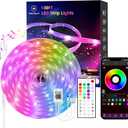 100 FT Outdoor LED strip lights (2 rolls of 50 FT), IP65 Waterproof, Music Synchronization RGB LED Light, With 44 Key Remote Control and Application, Used for Outdoor, Balcony, and Roof Decoration