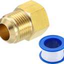 uxcell Brass Pipe Fitting, 5/8 SAE Male x 1/2 SAE Female Pipe Adapter Flare Tube Fitting for Air Gas Line Refrigeration HVAC
