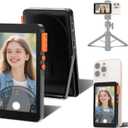 Selfie Monitor Screen for iPhone, Magnetic Screen Mirroring Back Camera Monitor with Desktop Stand 3-Level Brightnes Bluetooth Focus Selfie Monitor Screen for YouTube Vlog Live Stream TikTok (Black)