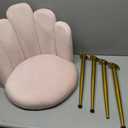 Vanity Chair for Makeup Room - Midcentury Modern Accent Velvet Chair with Back Support, Gold Legs for Living Room Bedroom (Pink), 19.29D x 21.26W x 16.93H in