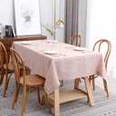 maxmill Lux Faux Linen Tablecloth with Slubby Yarn Textured Weaves Wrinkle Free Anti-Shrink Soft Table Cloth for Kitchen Dining Tabletop for Outdoor and Indoor Use Rectangle 60 x 84 Inch Blush