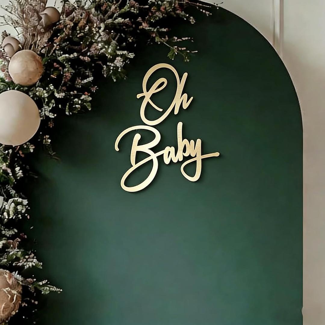 3 x Oh Baby Sign for Baby Shower Backdrop,Baby Showers Decorations for Gender Reveal Parties, Baby's 1st Birthday, and Photo Backdrops | Boy/Girl Decorations and Party Background