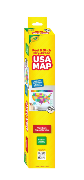 Wall Safe Map Crayola Dry Erase Peel and Stick USA Wall Map, Removable, 17.5" x 23.5" And Gold, Silver, Rose Gold, White, Birthday Candles Birthday Parties, Wedding Decorations, Party Candles, Celebrations Set 24 Candles