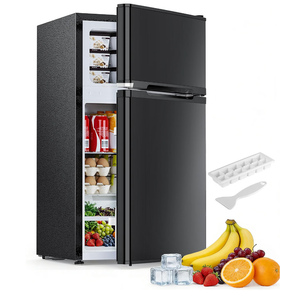 Electactic 2.5 Cu.Ft Mini Fridge with Freezer, Double-Door Compact Refrigerator, Adjustable Glass Shelves, Mechanical Thermostat & Leveling Feet, Space-Saving for Apartment/Dorm/Office, Black