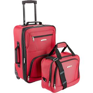 Rockland Fashion Softside Upright Luggage Set,Expandable, Red, 2-Piece (14/19)