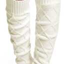 Pcavin Thigh High Socks for Women Cable Knit Over the Knee Boot Socks, Long Warm Leg Warmers Winter