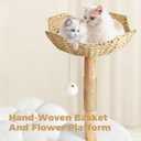 Easyego Modern Cat Tree, 36.6" Aesthetic Wood Cat Tree Tower for Large Cats, Luxury Cat Condo with Scratching Posts and Flower Platforms, Cat Furniture, White