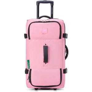 United Colors of Benetton Now Two Wheeled Rolling Duffel Bag (Checked Luggage 24 Inch, Black)