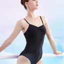 Daydance Camisole Dance Leotards for Women Cotton Spaghetti Straps Ballet Costumes (Small, Black 3)