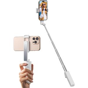 yAyusi New Ultra Mini Selfie Stick for iPhone, Extendable Aluminum Portable Selfie Stick with Remote, Compact Phone Selfie Sticks Compatible with 4-7" Phones for Vlog/Video Record/Live Stream (White)