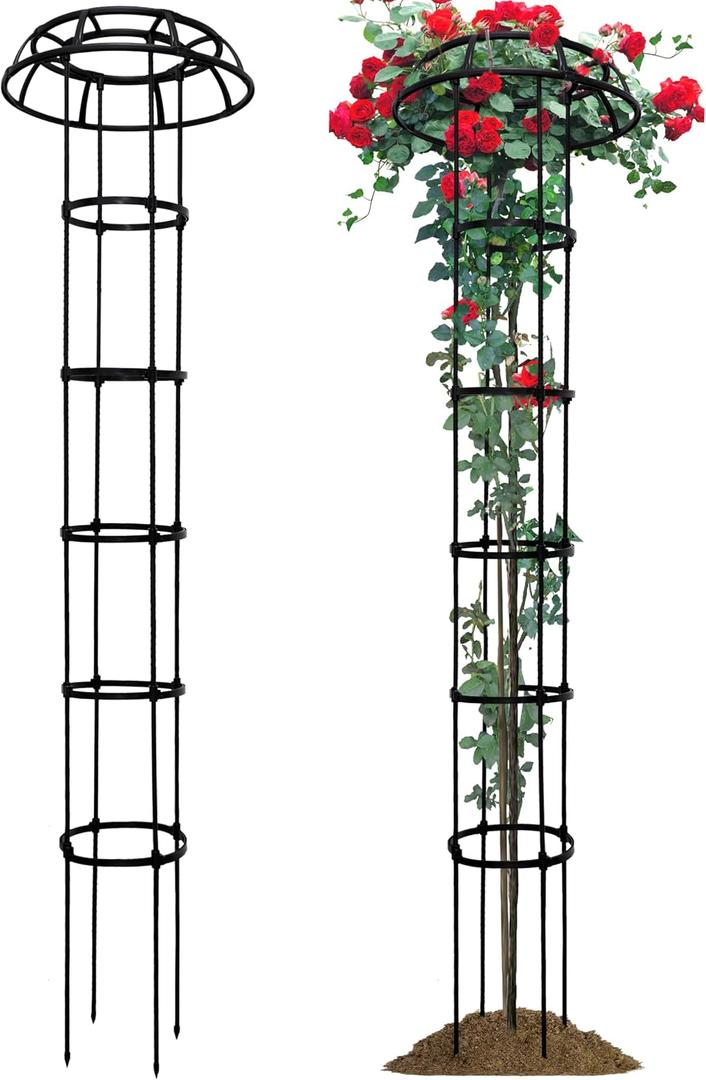 76 Garden Trellis for Climbing Plants, 1 Pack Mushroom Plant Support for Potted Plants, Outdoor Heavy-Duty Obelisk Trellis for Cucumber, Tomato, Grape, Rose, Pea, Vine, Bean, Clematis