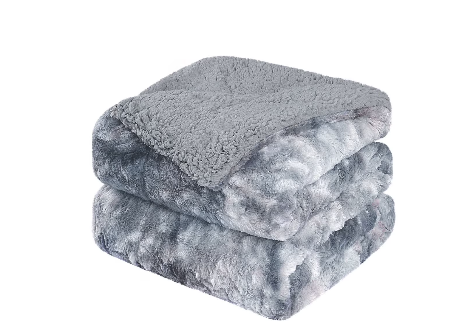 Unique Bargains Soft Fluffy Shaggy Faux Fur Blanket, Twin, Gray